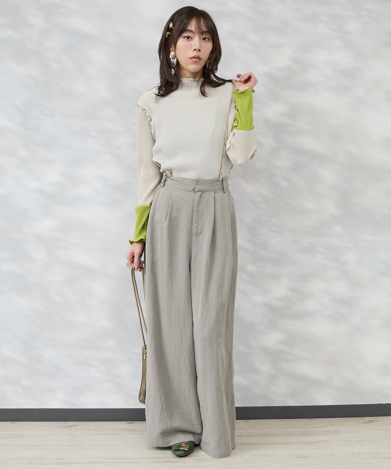 【FONT LAB】バイオ加工ワイドタックパンツ