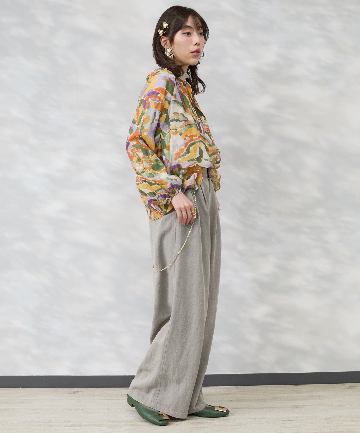 【FONT LAB】バイオ加工ワイドタックパンツ