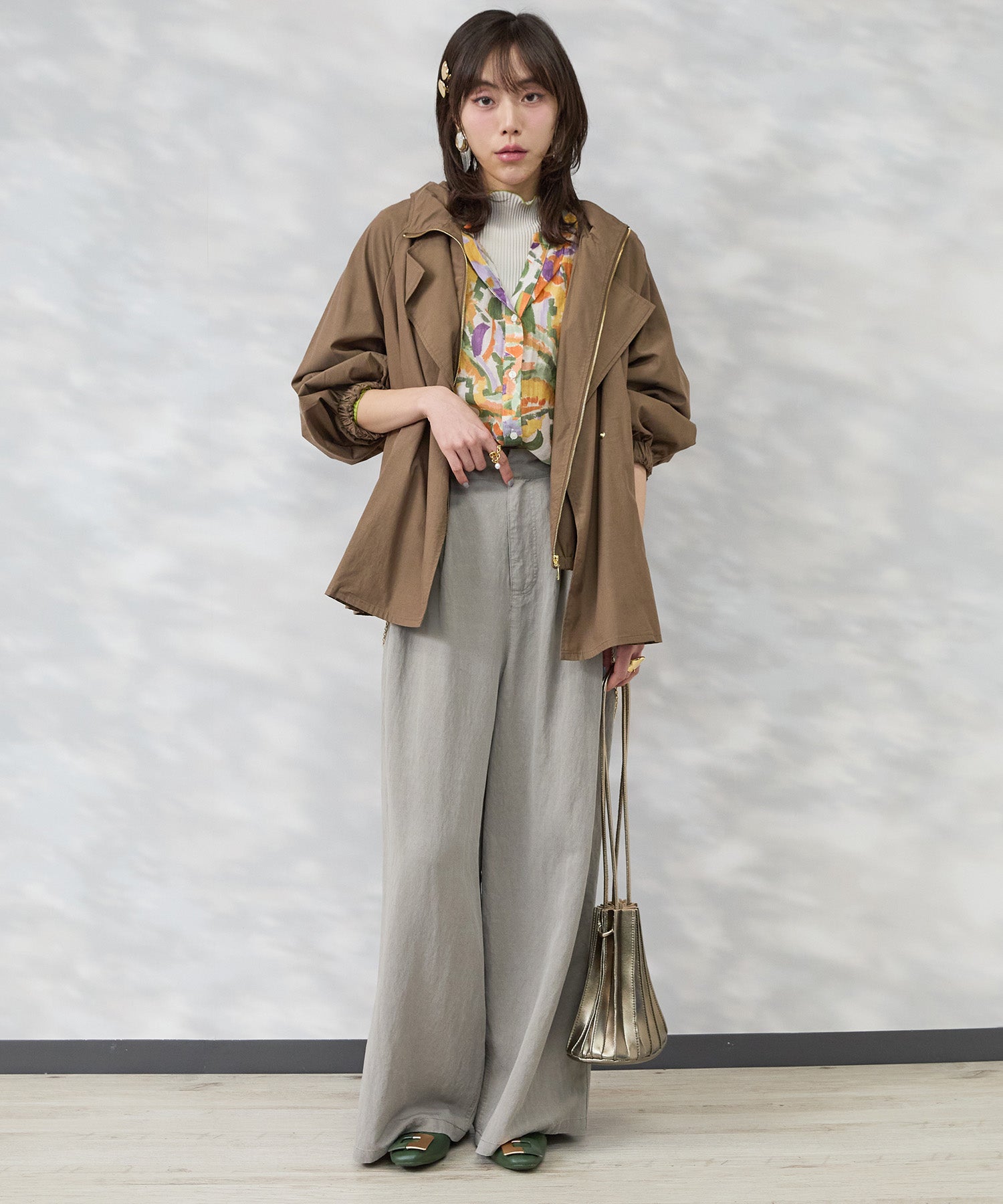 【FONT LAB】バイオ加工ワイドタックパンツ