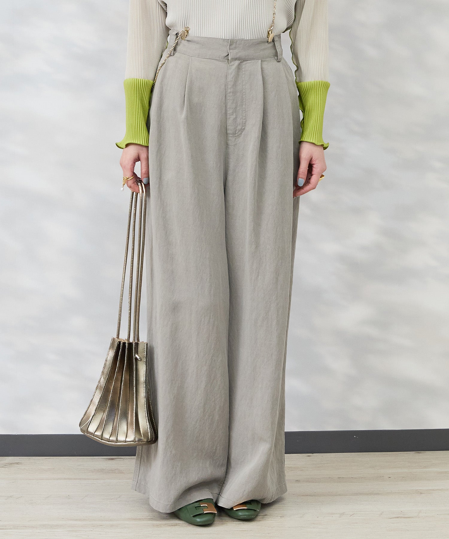 【FONT LAB】バイオ加工ワイドタックパンツ