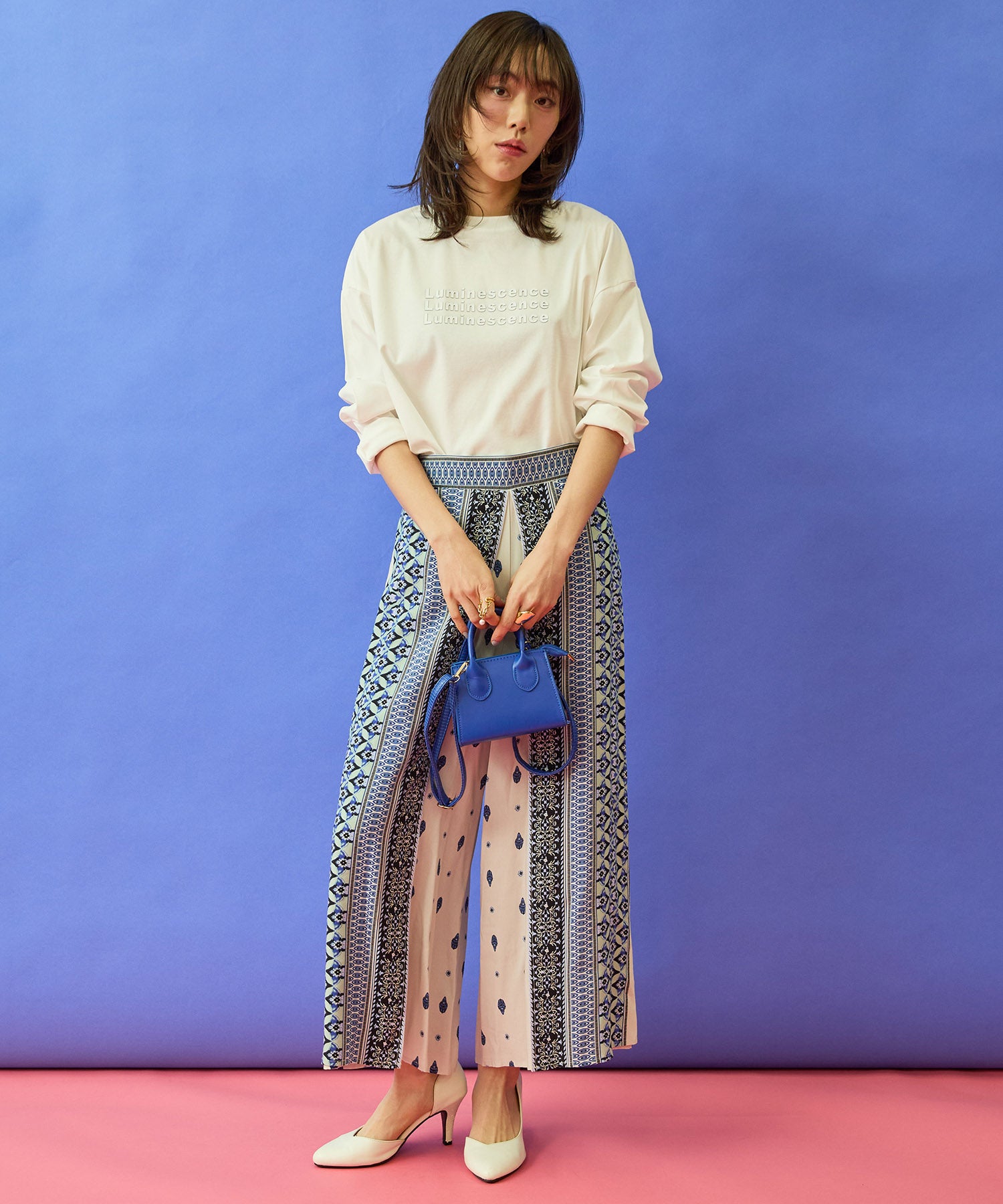 【FONT LAB】パネルプリントラップワイドパンツ’26