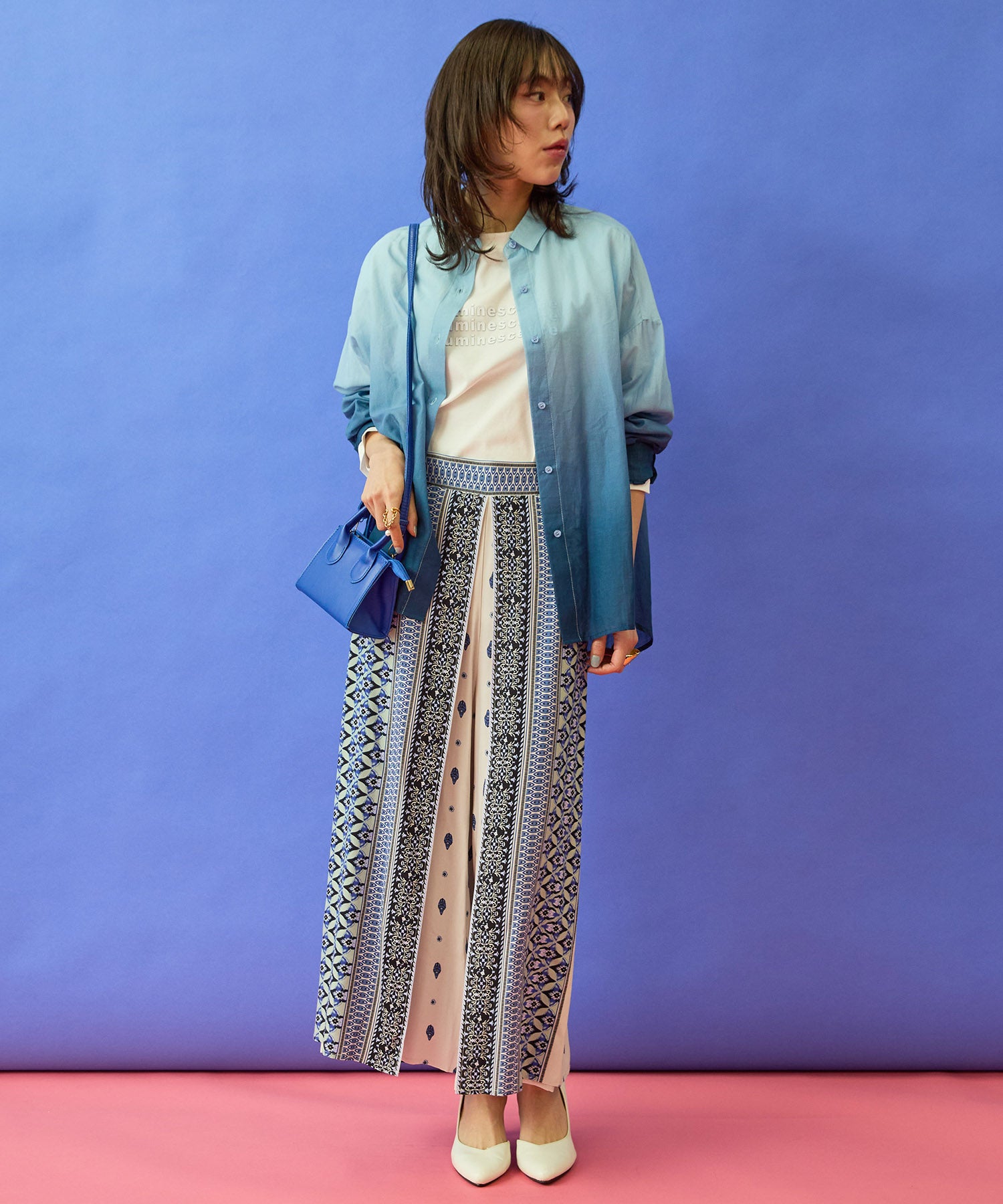 【FONT LAB】パネルプリントラップワイドパンツ’26