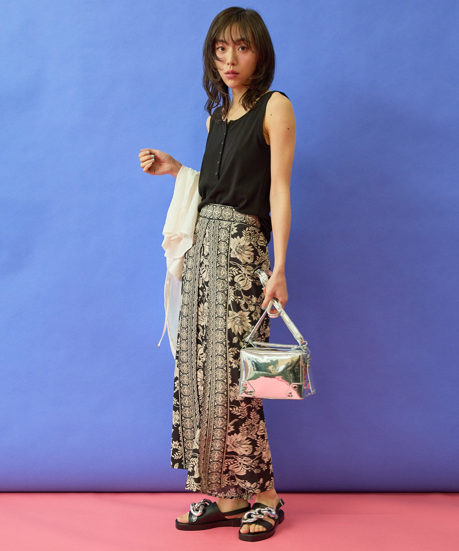 【FONT LAB】パネルプリントラップワイドパンツ’26