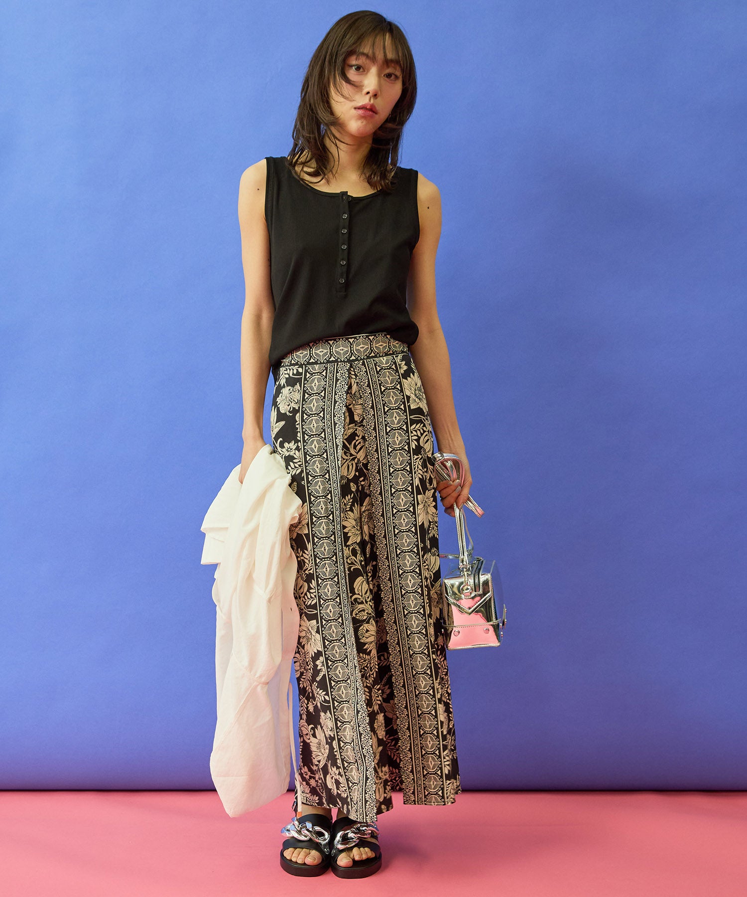 【FONT LAB】パネルプリントラップワイドパンツ’26