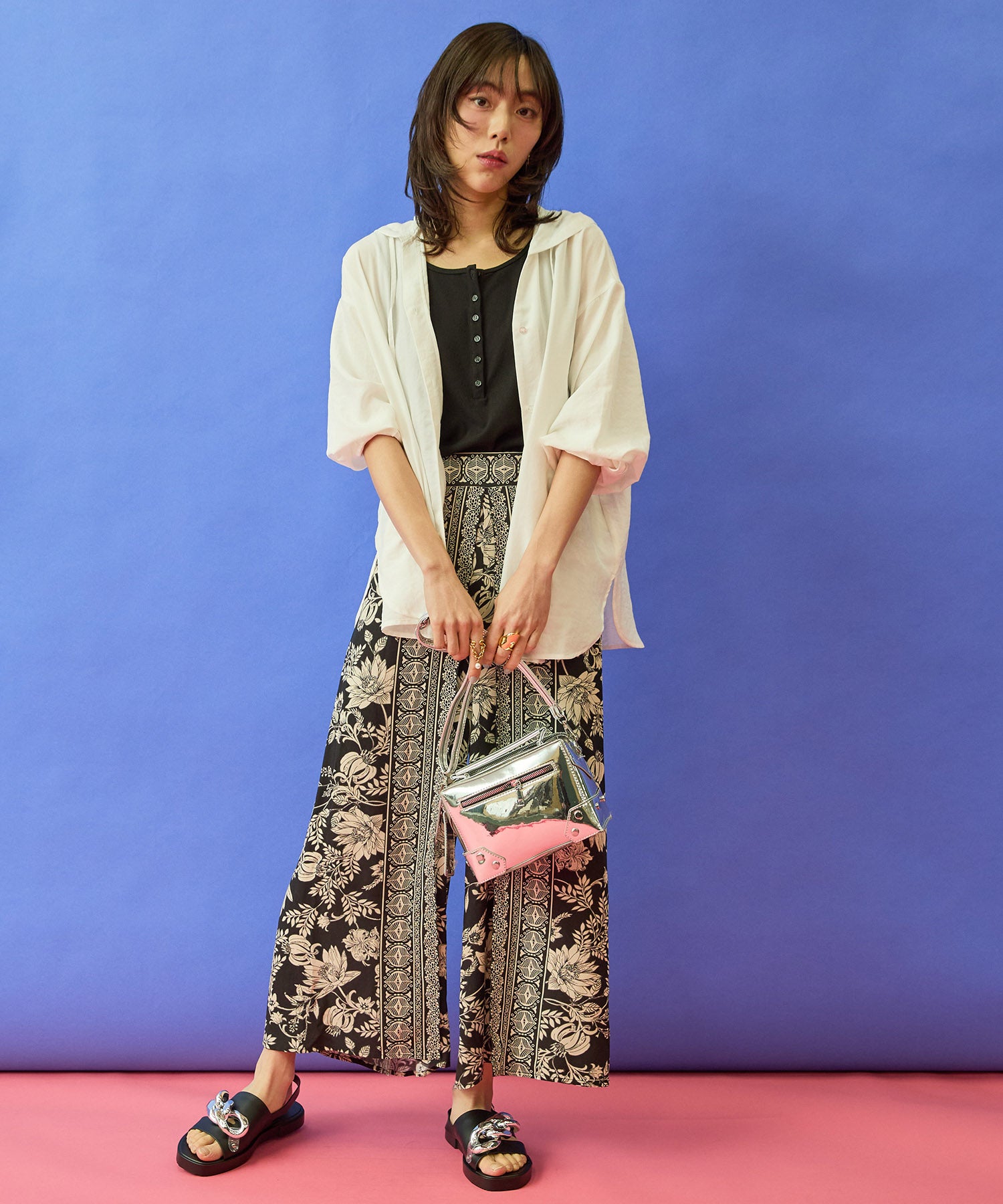 【FONT LAB】パネルプリントラップワイドパンツ’26