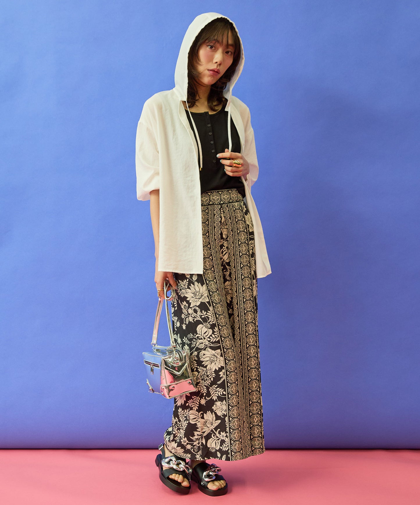 【FONT LAB】パネルプリントラップワイドパンツ’26