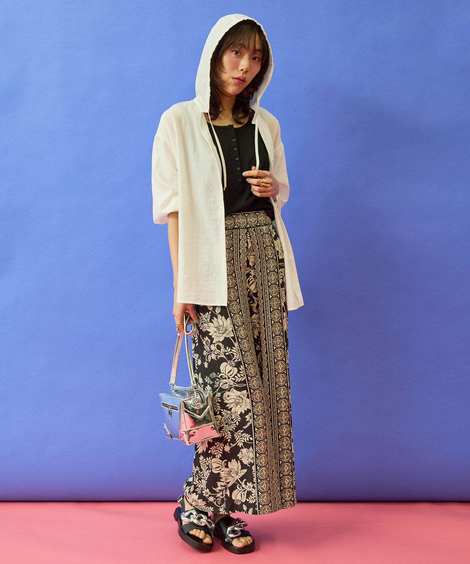 【FONT LAB】パネルプリントラップワイドパンツ’26