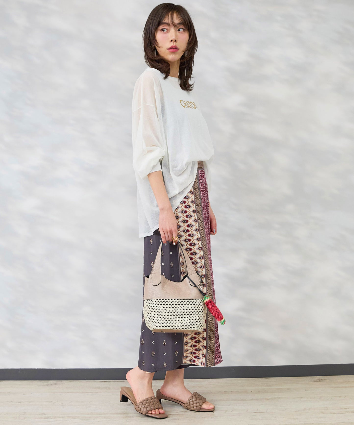 【FONT LAB】パネルプリントラップワイドパンツ’26