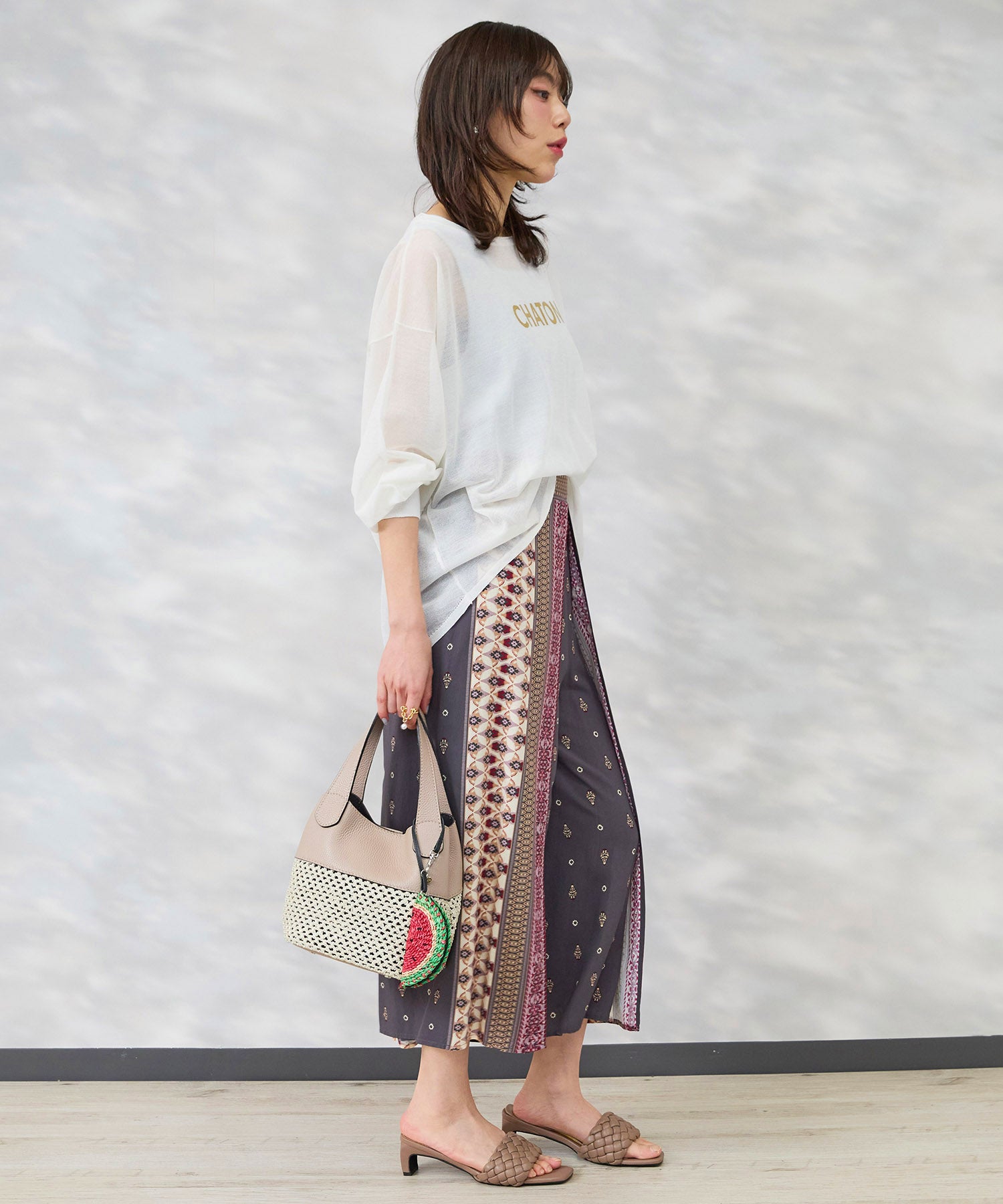 【FONT LAB】パネルプリントラップワイドパンツ’26