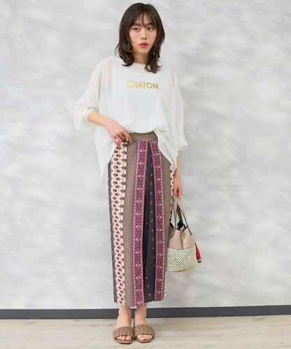 【FONT LAB】パネルプリントラップワイドパンツ’26