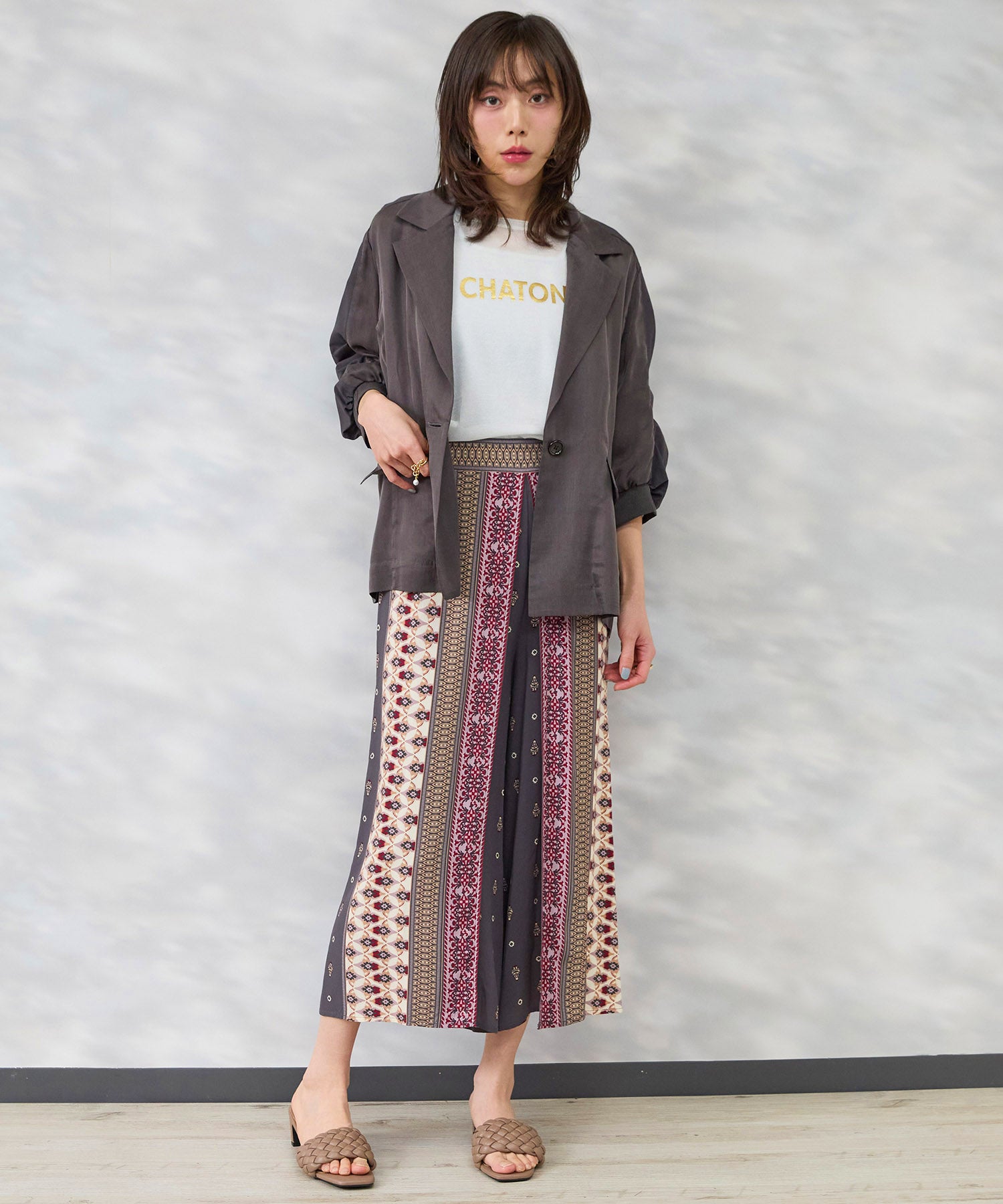 【FONT LAB】パネルプリントラップワイドパンツ’26