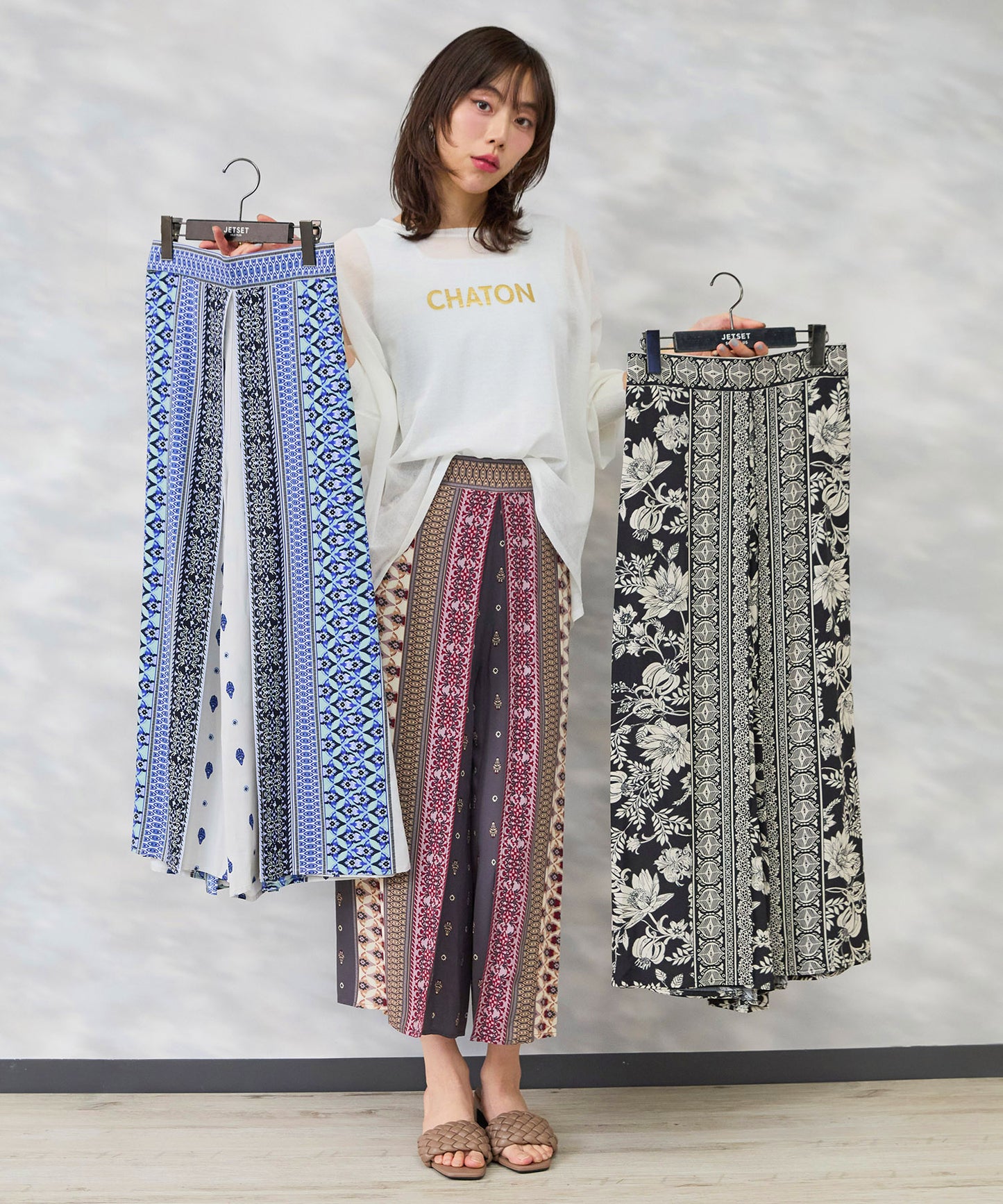 【FONT LAB】パネルプリントラップワイドパンツ’26