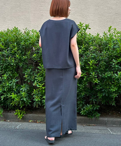 【INNOWAVE】バイカラーステッチナロースカート