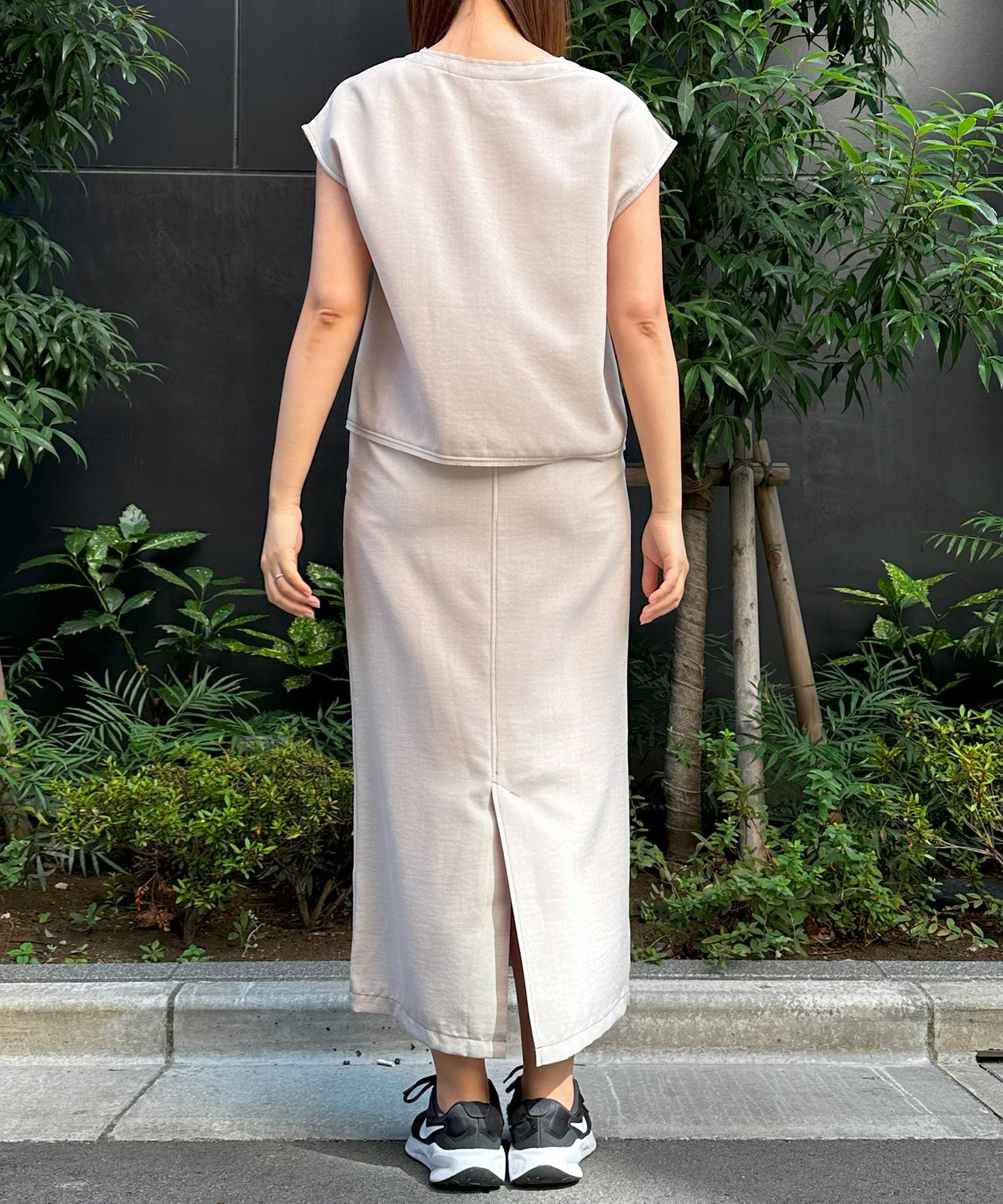 【INNOWAVE】バイカラーステッチナロースカート