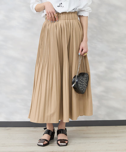 【FONT LAB】フェイクレザーランダムプリーツスカート