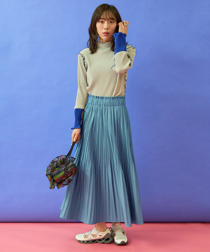 【FONT LAB】フェイクレザーランダムプリーツスカート