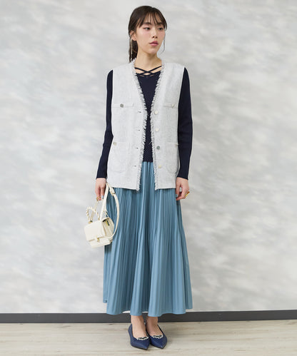 【FONT LAB】フェイクレザーランダムプリーツスカート