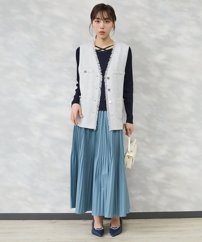 【FONT LAB】フェイクレザーランダムプリーツスカート