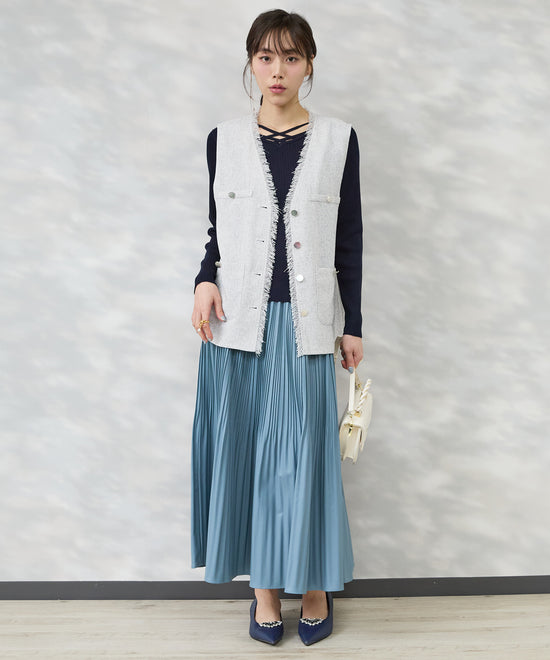 【FONT LAB】フェイクレザーランダムプリーツスカート