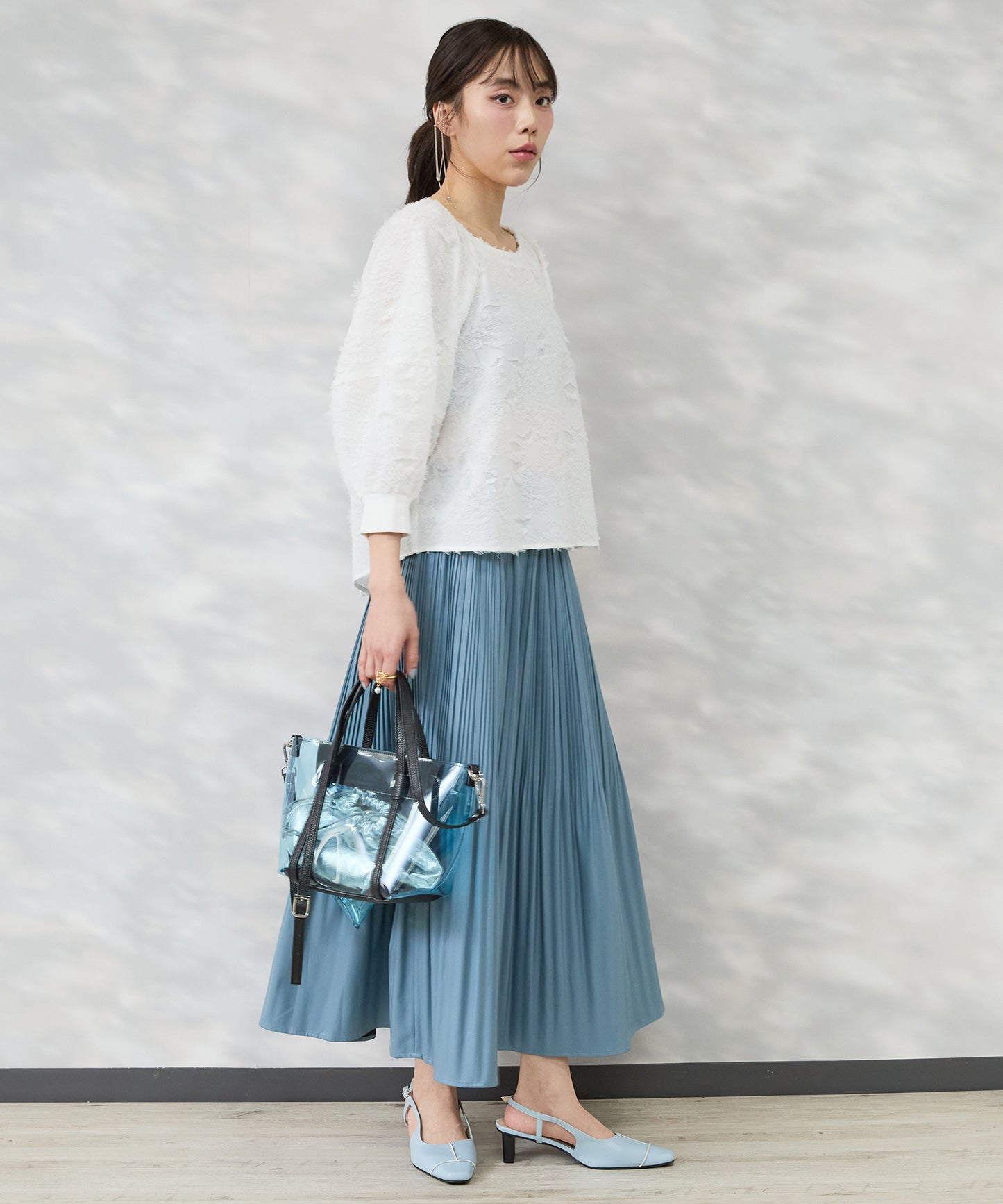 【FONT LAB】フェイクレザーランダムプリーツスカート