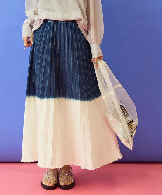 【la fée maraboutée】バイカラーデニムプリーツスカート