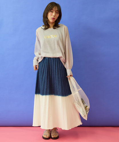 【la fée maraboutée】バイカラーデニムプリーツスカート