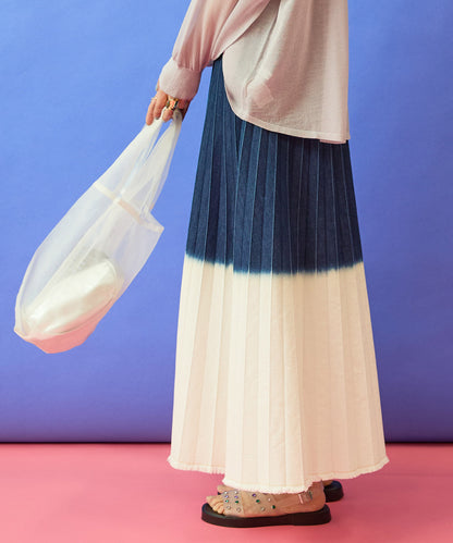 【la fée maraboutée】バイカラーデニムプリーツスカート