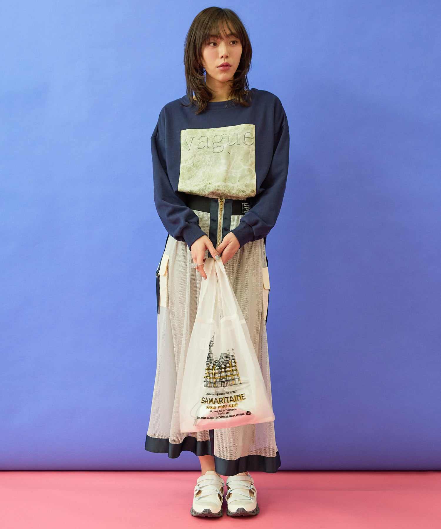 【FONT LAB】フロントZIPメッシュカーゴスカート