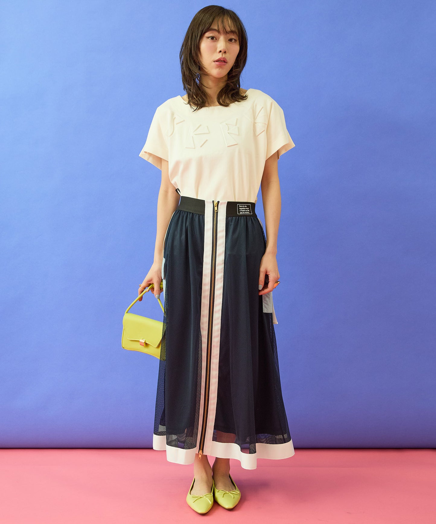 【FONT LAB】フロントZIPメッシュカーゴスカート