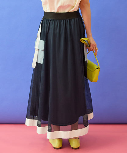 【FONT LAB】フロントZIPメッシュカーゴスカート