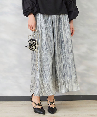 【FONT LAB】メタリックプリントワッシャースカート