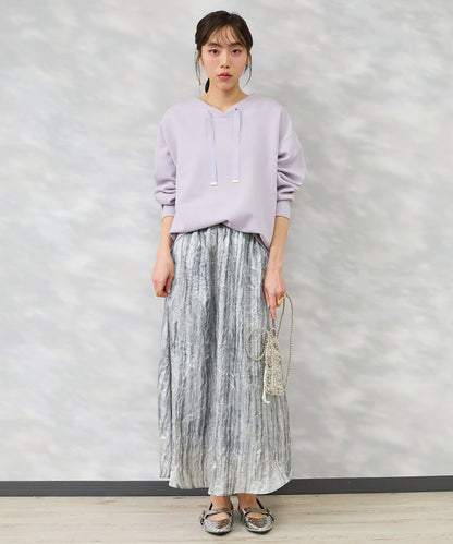 【FONT LAB】メタリックプリントワッシャースカート