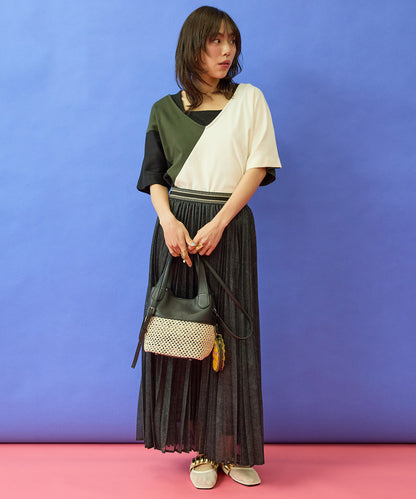 【FONT LAB】デニムプリントシアープリーツスカート