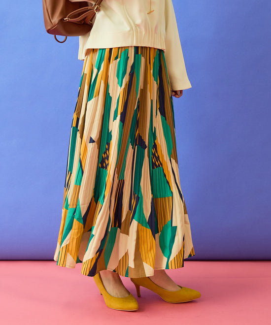 【FONT LAB】ジオメトリックプリントプリーツスカート