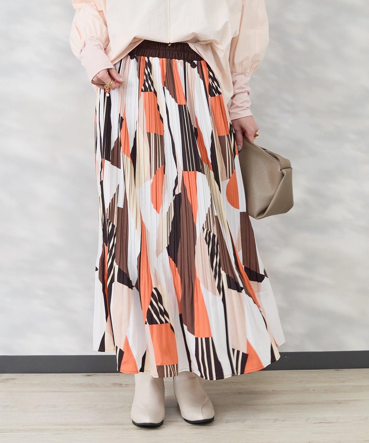 【FONT LAB】ジオメトリックプリントプリーツスカート