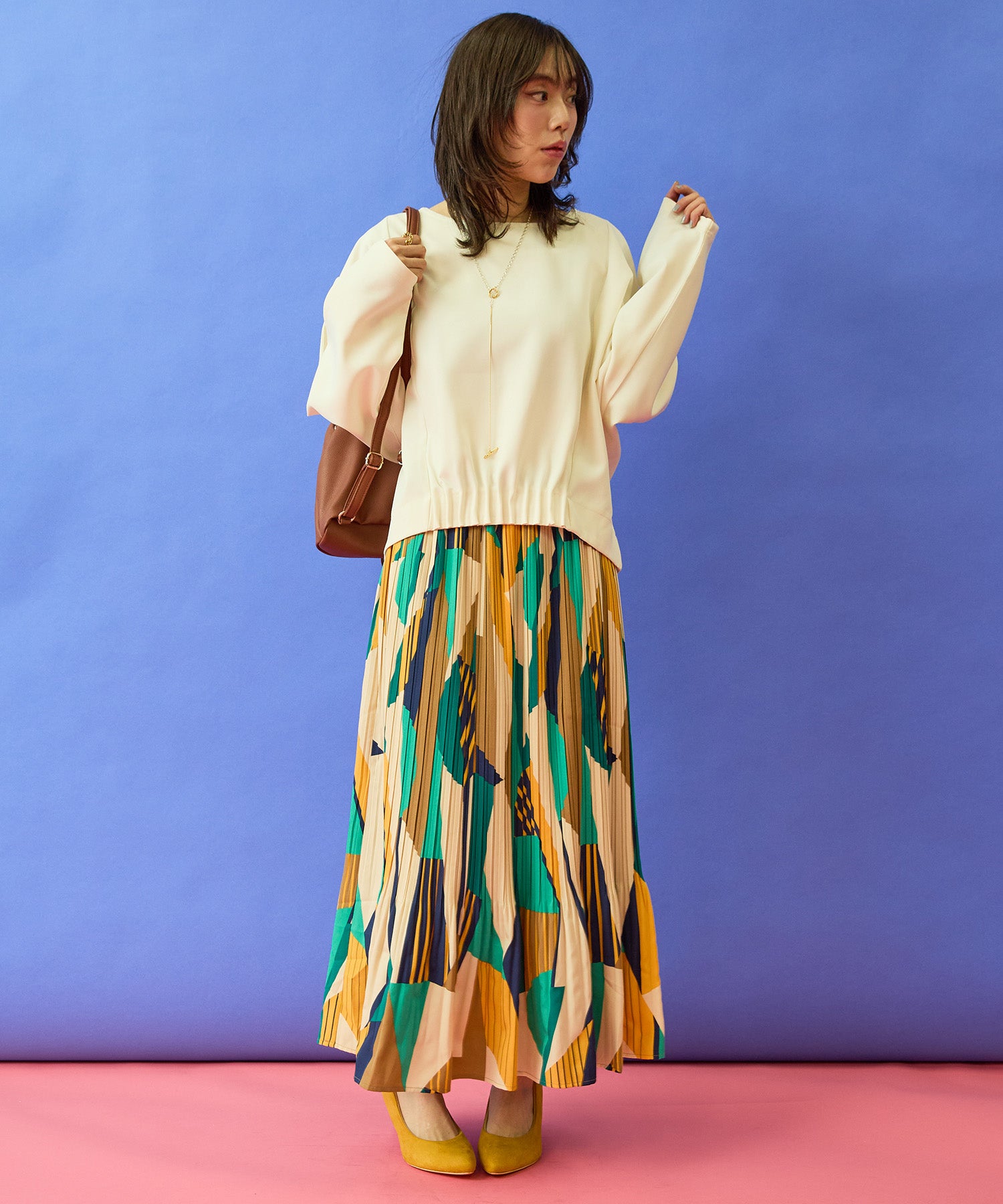 【FONT LAB】ジオメトリックプリントプリーツスカート