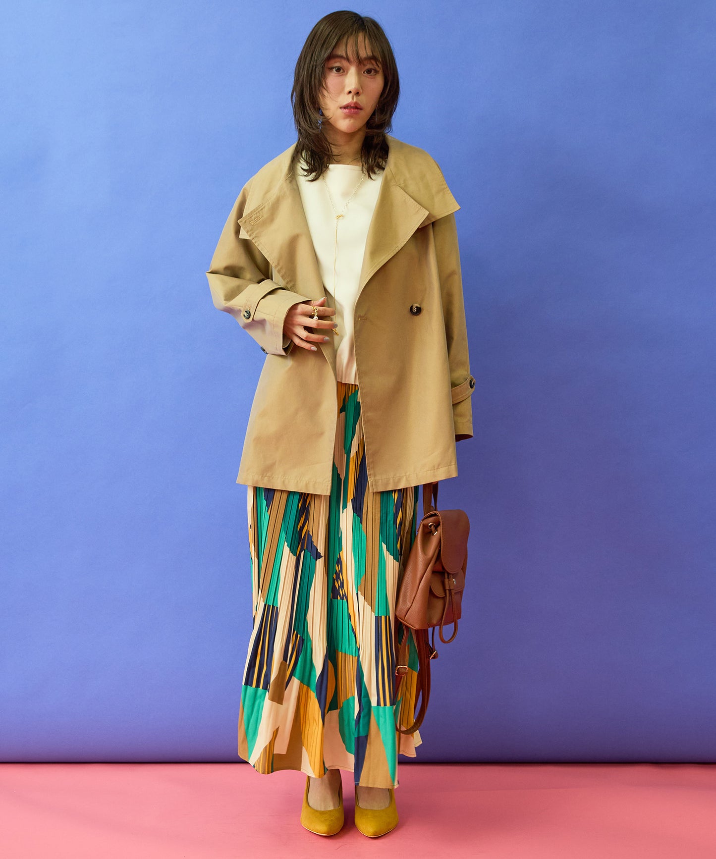 【FONT LAB】ジオメトリックプリントプリーツスカート