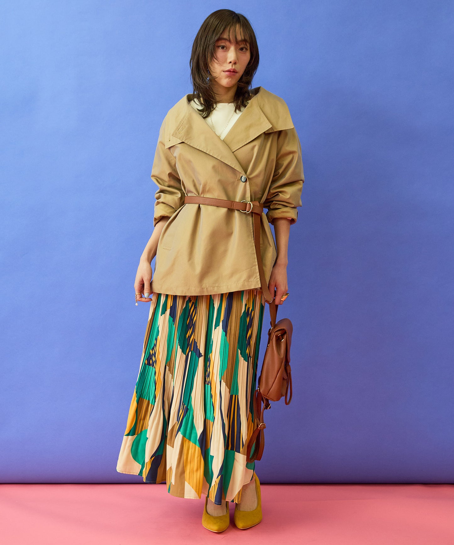 【FONT LAB】ジオメトリックプリントプリーツスカート