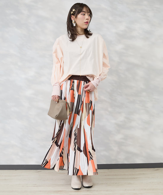 【FONT LAB】ジオメトリックプリントプリーツスカート