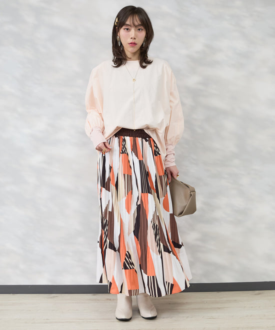 【FONT LAB】ジオメトリックプリントプリーツスカート
