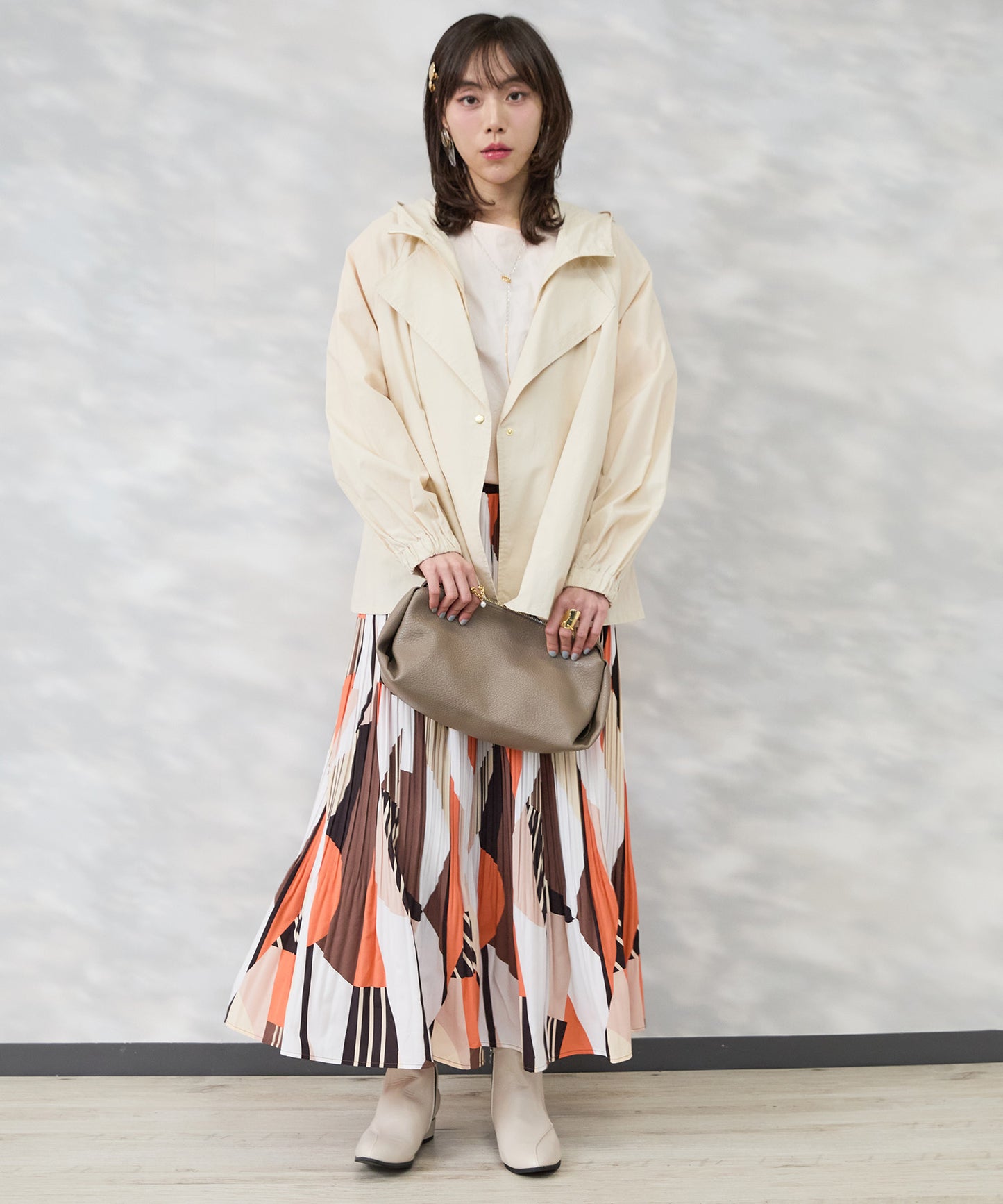 【FONT LAB】ジオメトリックプリントプリーツスカート