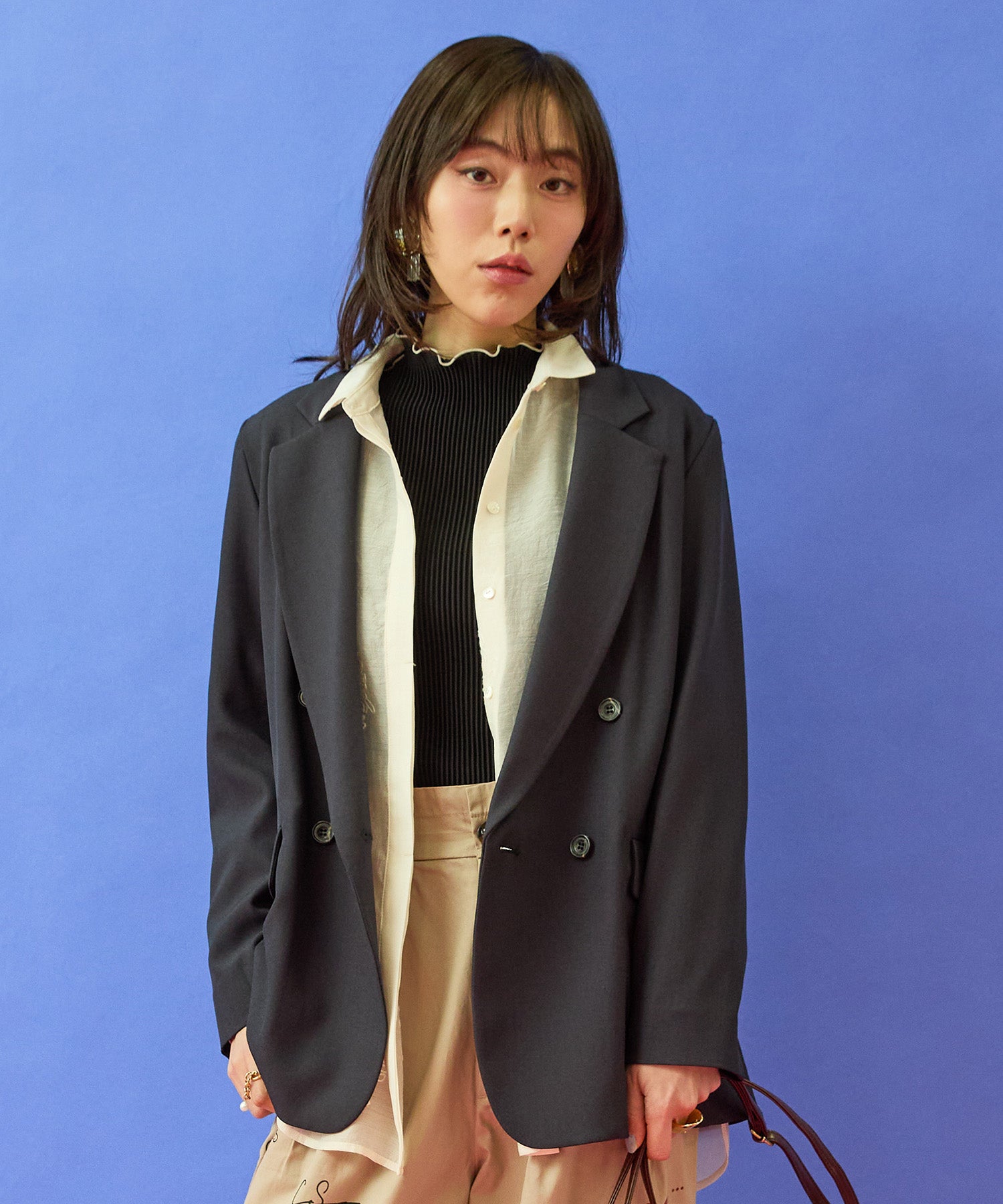 ジャケット レディース 通勤 オフィスカジュアル Wブレストジャケット