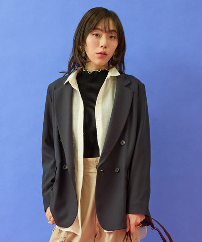 ジャケット レディース 通勤 オフィスカジュアル Wブレストジャケット