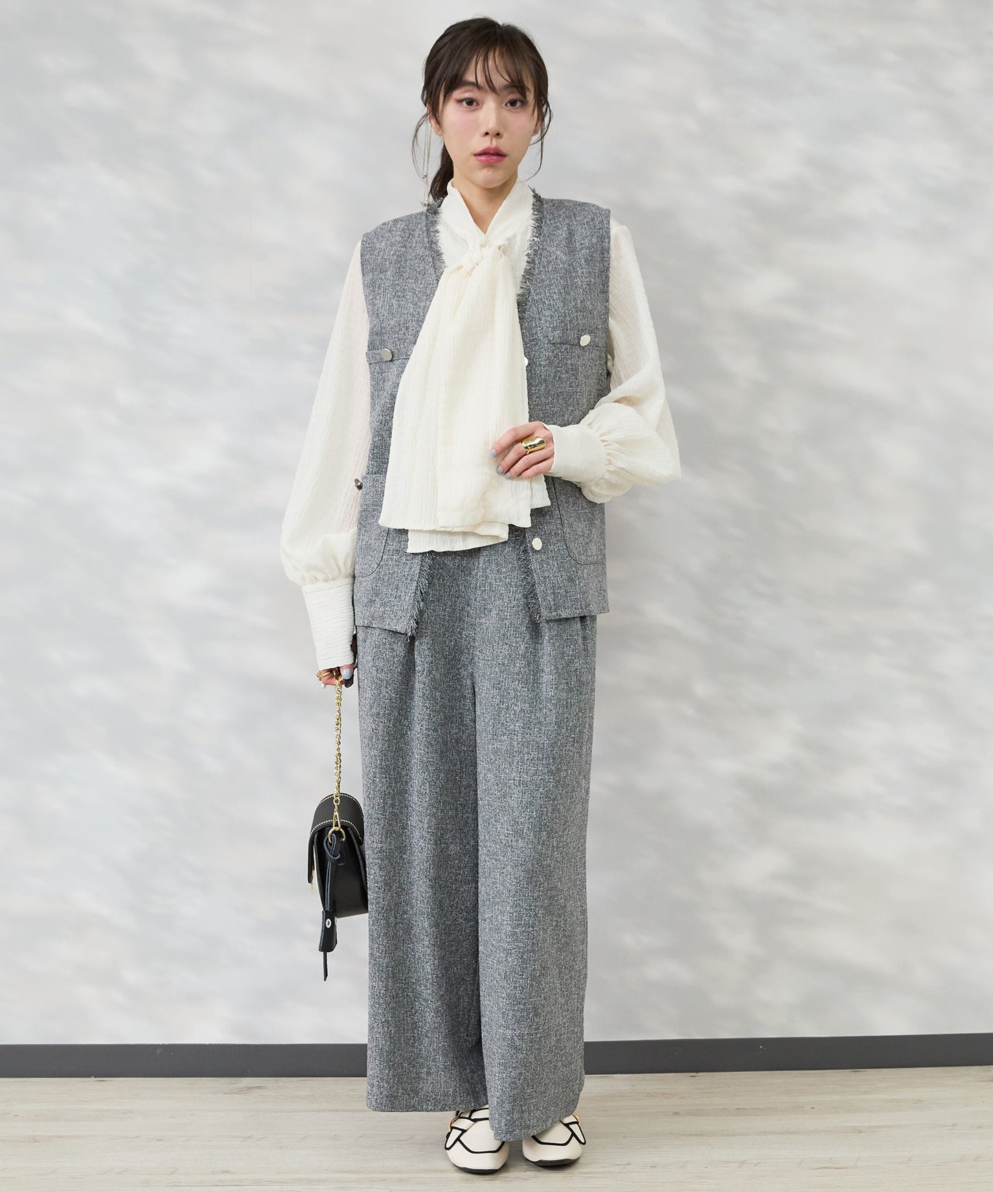 ジレ レディース 卒業式 入学式 ツイードジレ フリンジジレ