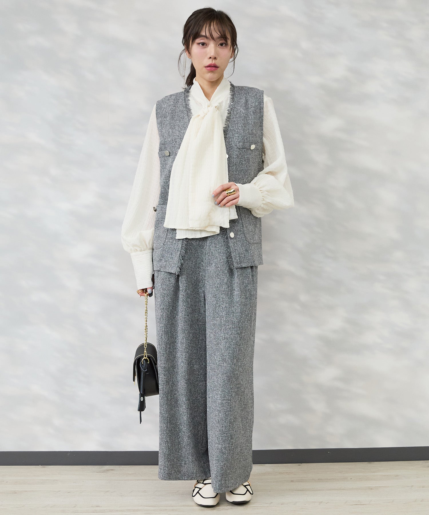 ジレ レディース 卒業式 入学式 ツイードジレ フリンジジレ