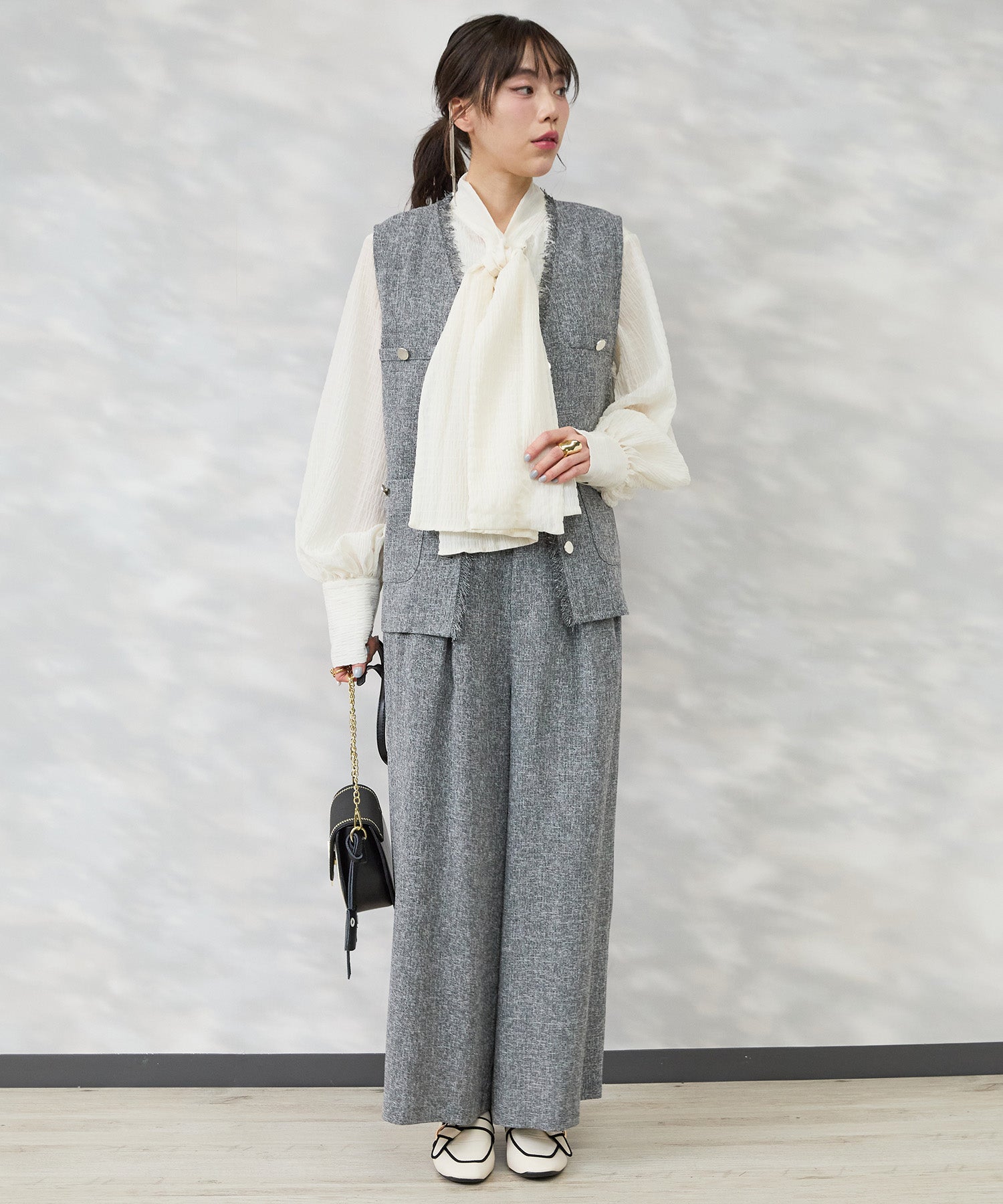 ジレ レディース 卒業式 入学式 ツイードジレ フリンジジレ