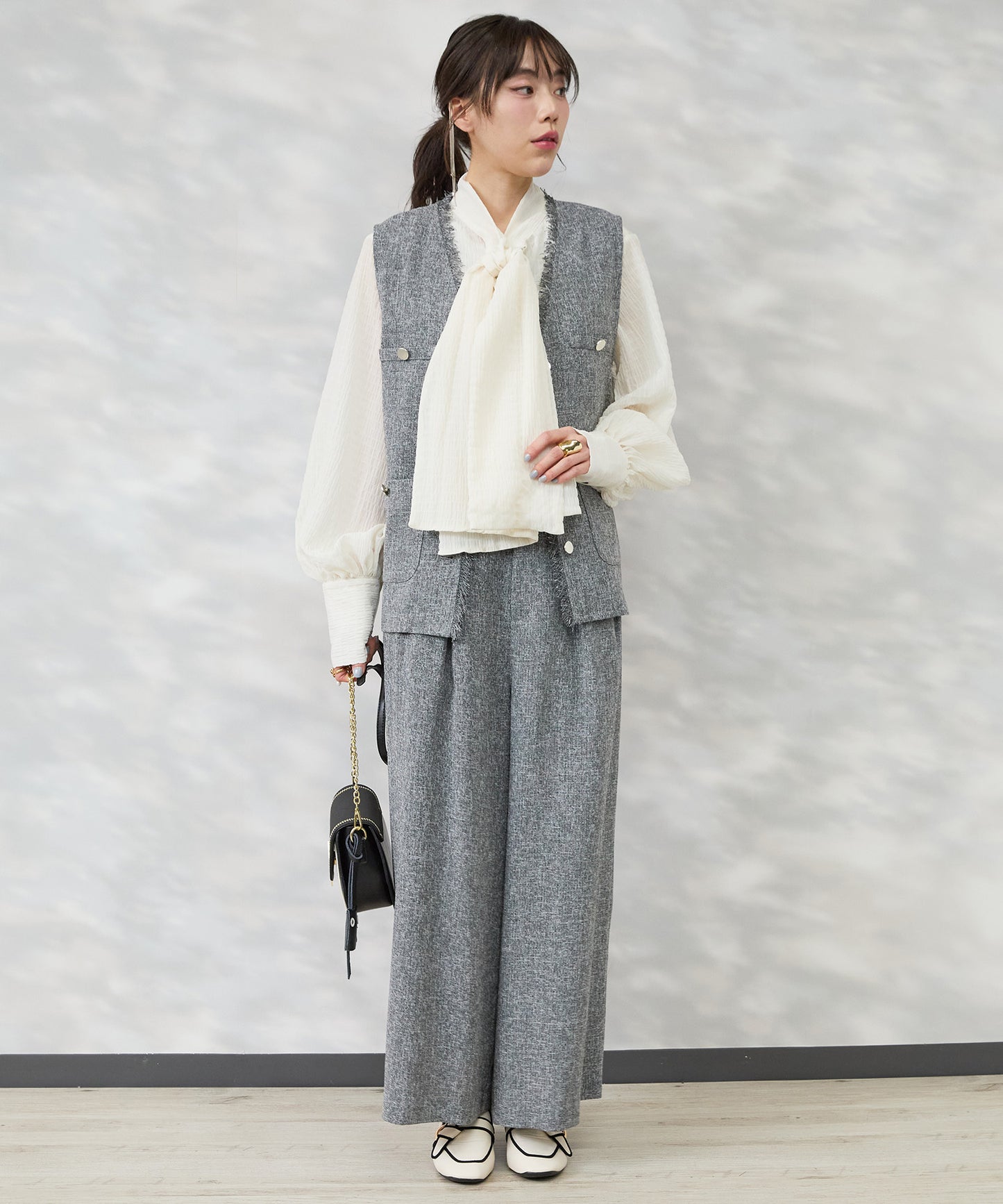 ジレ レディース 卒業式 入学式 ツイードジレ フリンジジレ