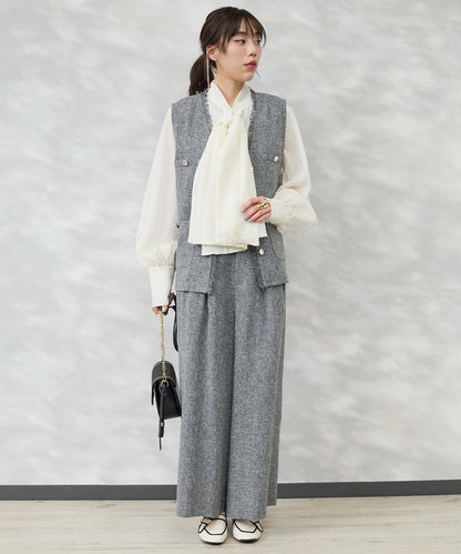 ジレ レディース 卒業式 入学式 ツイードジレ フリンジジレ