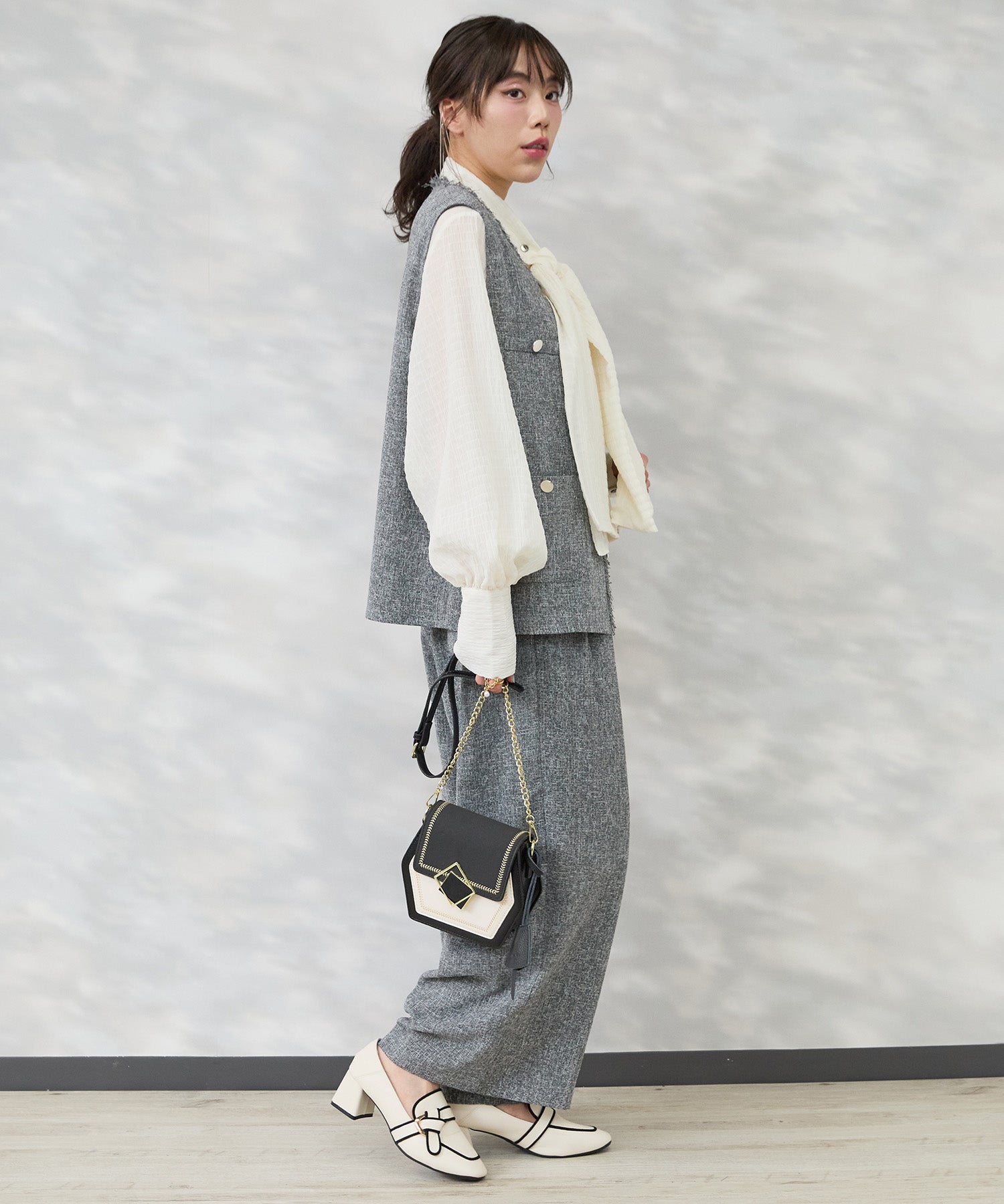 ジレ レディース 卒業式 入学式 ツイードジレ フリンジジレ