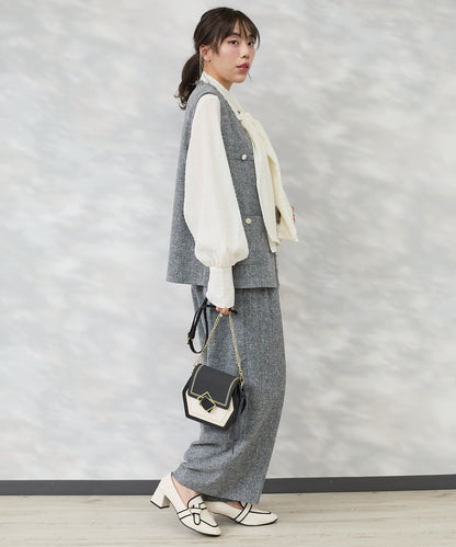 ジレ レディース 卒業式 入学式 ツイードジレ フリンジジレ